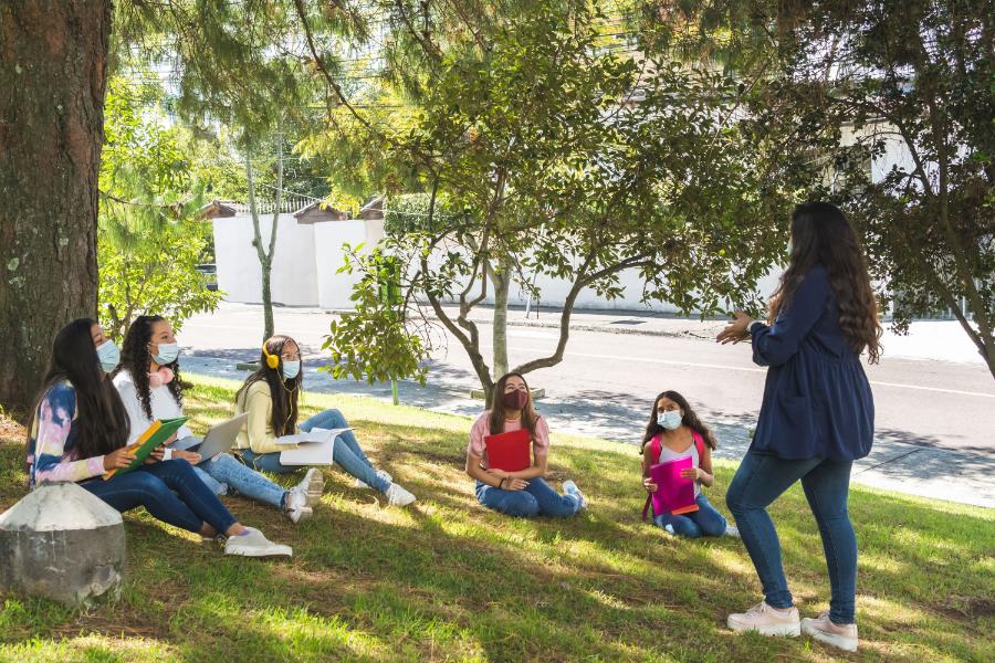 Outdoor Class with Masks On