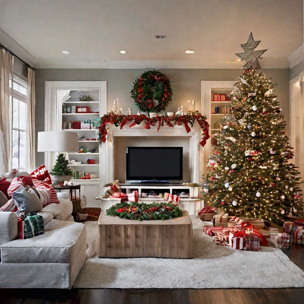 Beautiful Christmas living room AI generated image