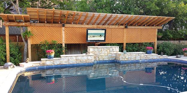 The TV Shield Outdoor TV Cabinets for be the pool - weatherproof and water resistant