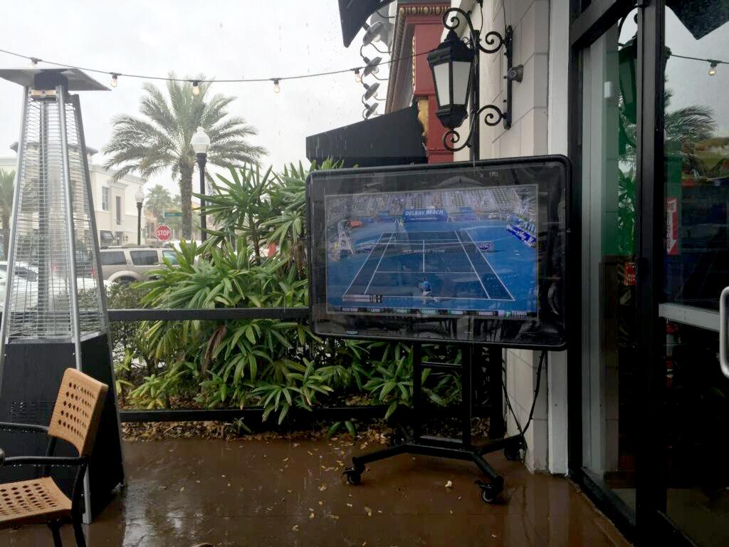 The TV Shield weatherproof tv case at Duffys in Orlando Florida