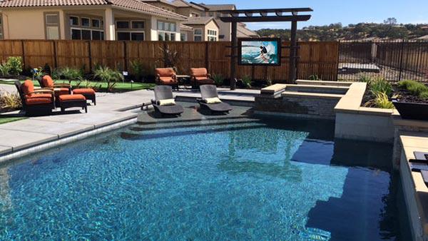 TV by pool
