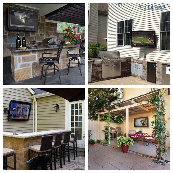 4 examples of outdoor living spaces with outdoor TV enclosures